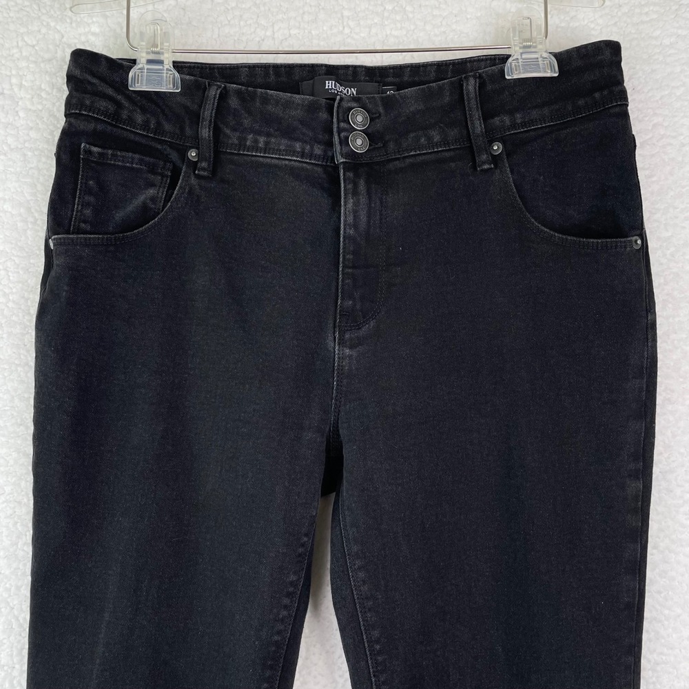 Hudson Los Angeles Womens Black Straight Leg Flap Pocket Jeans Size 12 1811754 - Picture 2 of 11